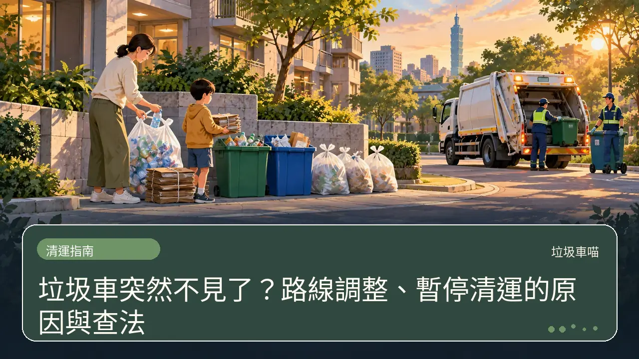 垃圾車突然不見了?路線調整、暫停清運的原因與查法主題插畫