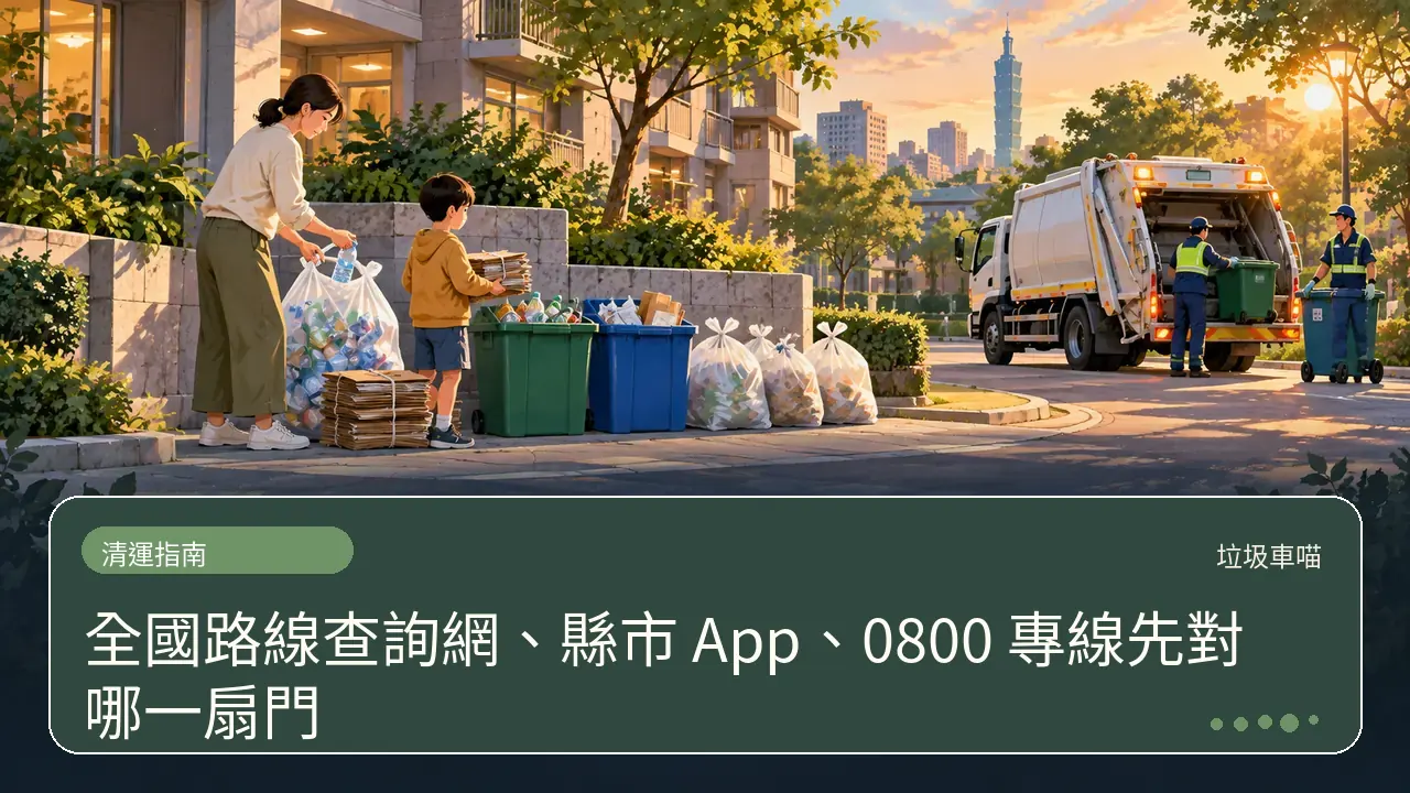 全國路線查詢網、縣市 App、0800 專線先對哪一扇門主題插畫