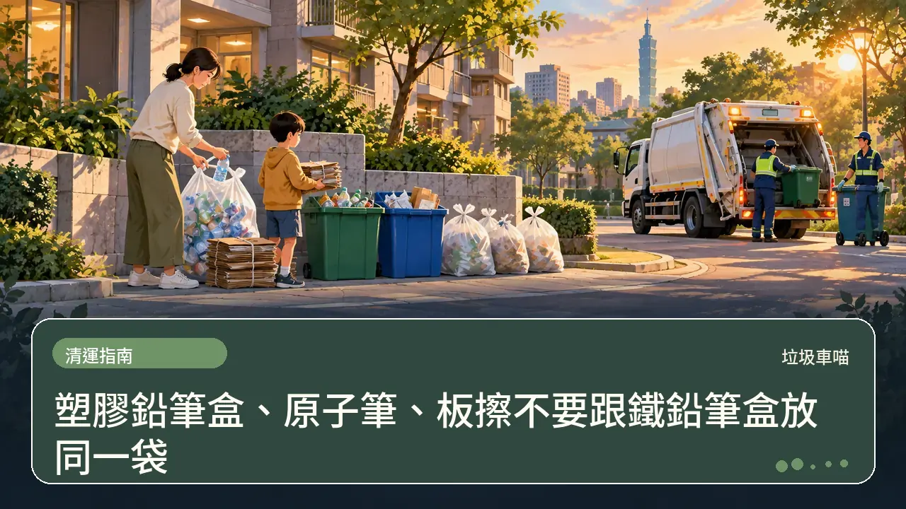 塑膠鉛筆盒、原子筆、板擦不要跟鐵鉛筆盒放同一袋主題插畫