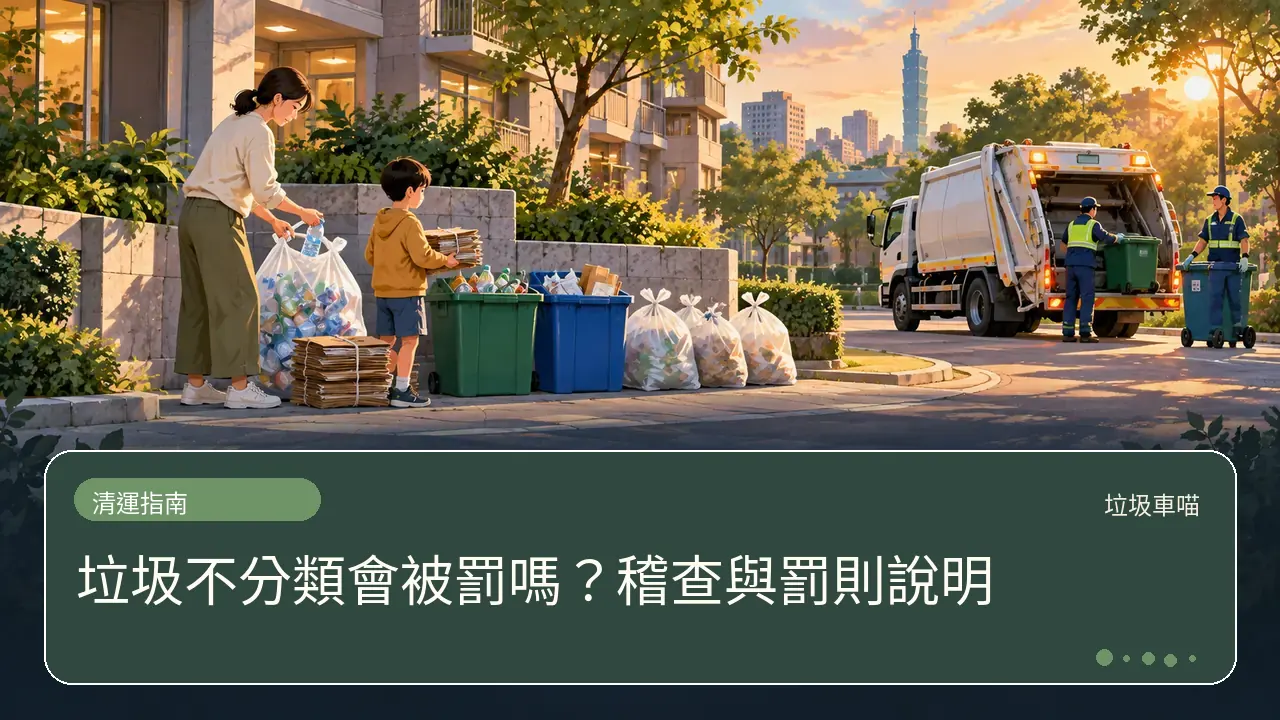 垃圾不分類會被罰嗎？稽查與罰則說明主題插畫