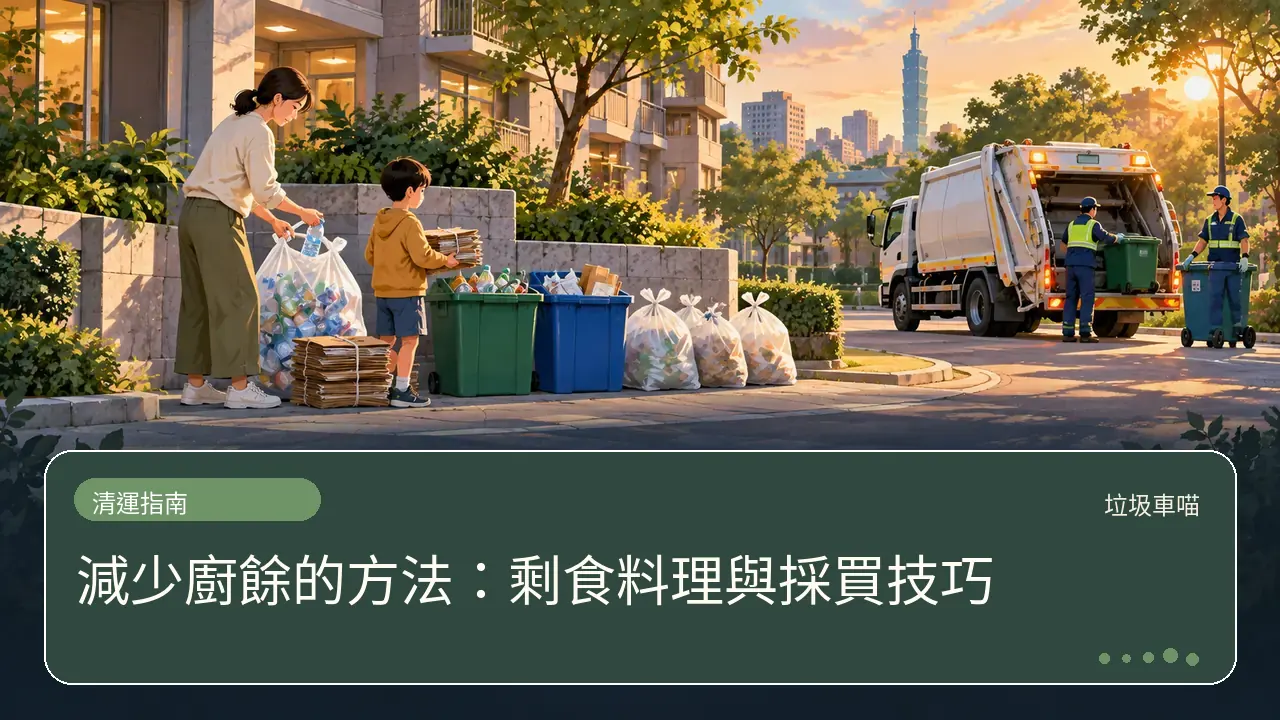 減少廚餘的方法:剩食料理與採買技巧主題插畫